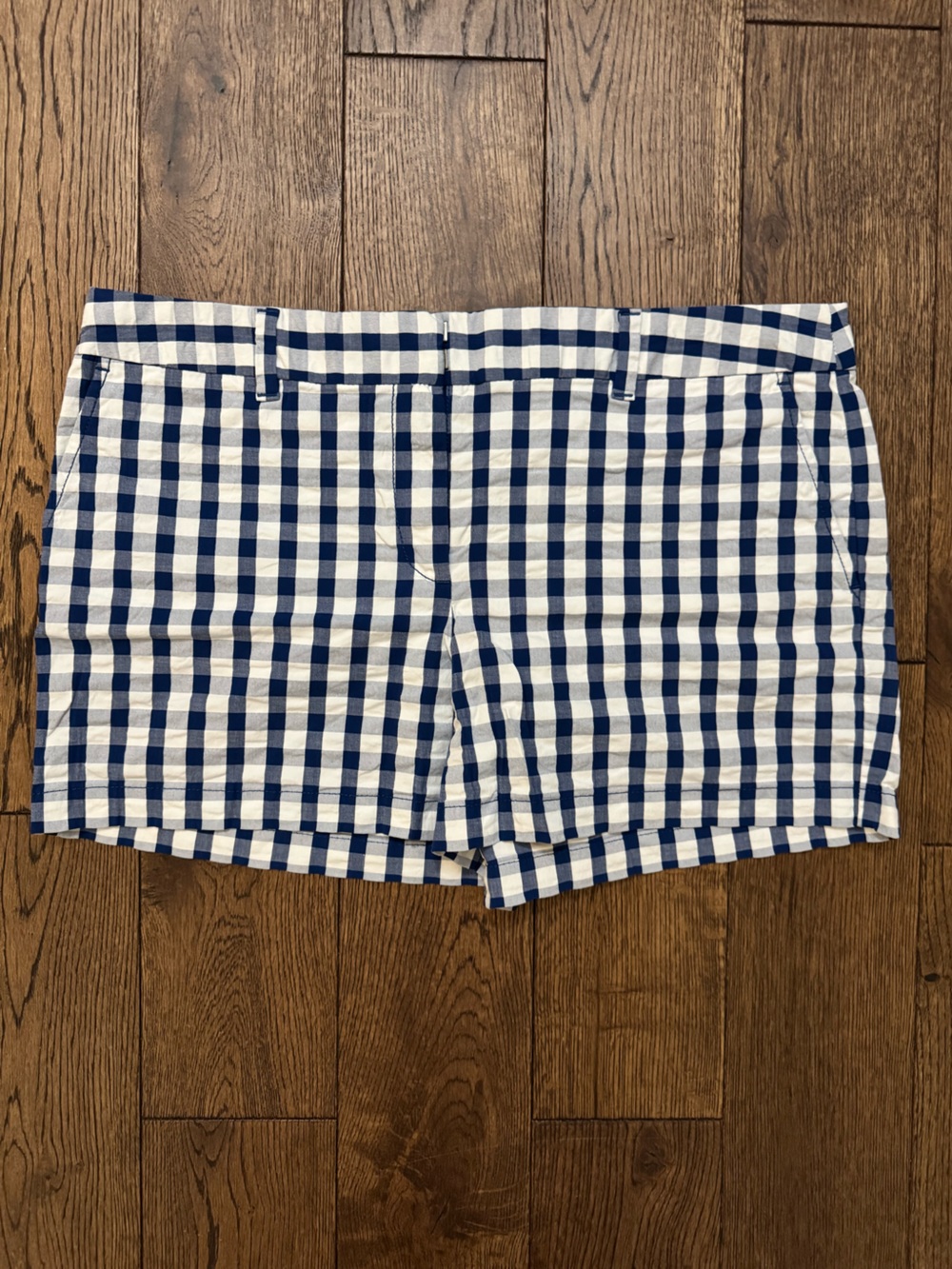 LOFT Navy and White Gingham Shorts